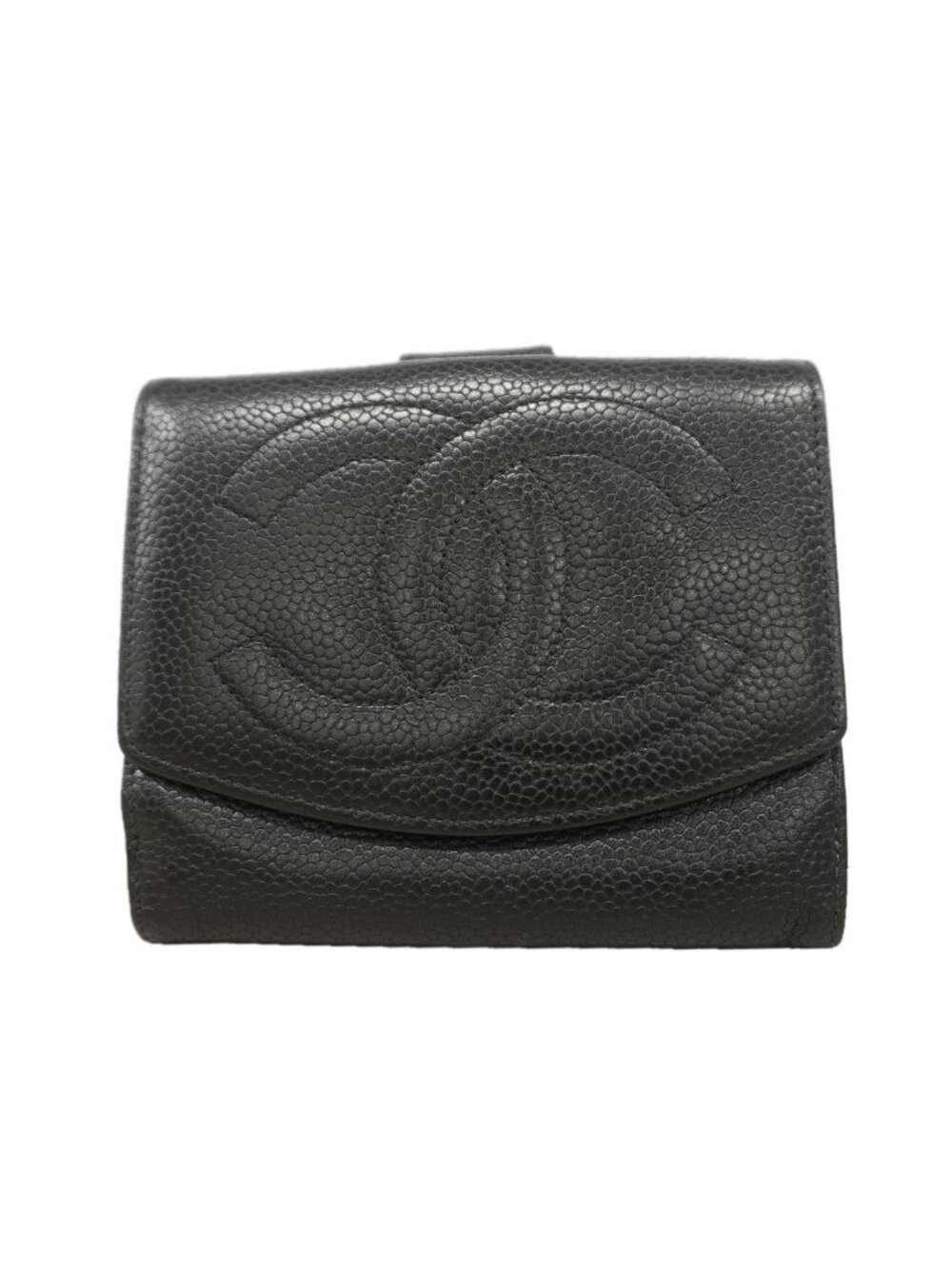 Chanel Wallet Caviar Leather Black Gold